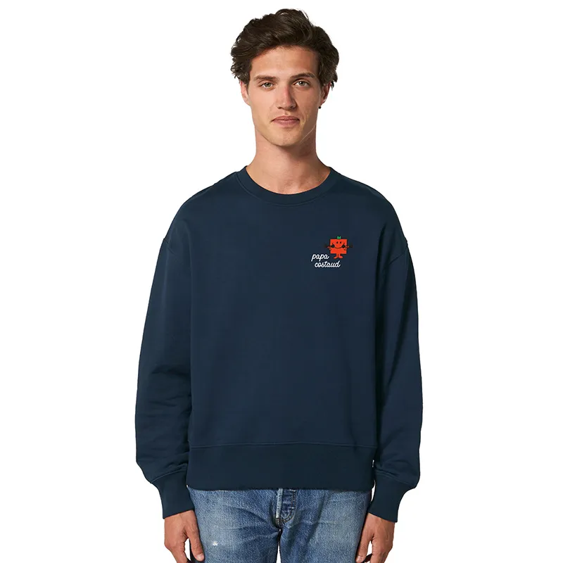 Sweat Homme Papa costaud coeur - Navy-0