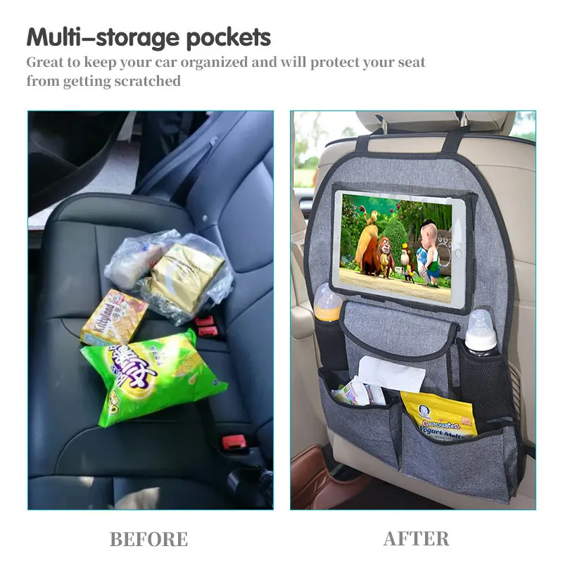 Organisateur pour Ipad voiture Deluxe 6 rangements - Gris-6