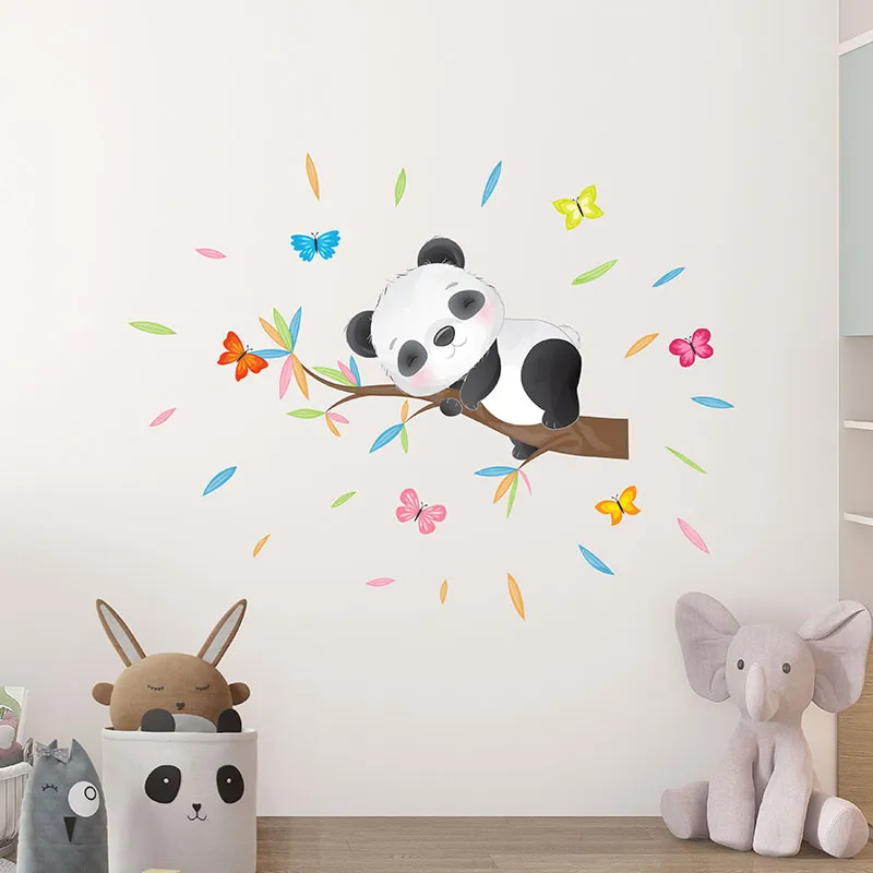 Stickers - Panda endormi sur branche d'arbre-0