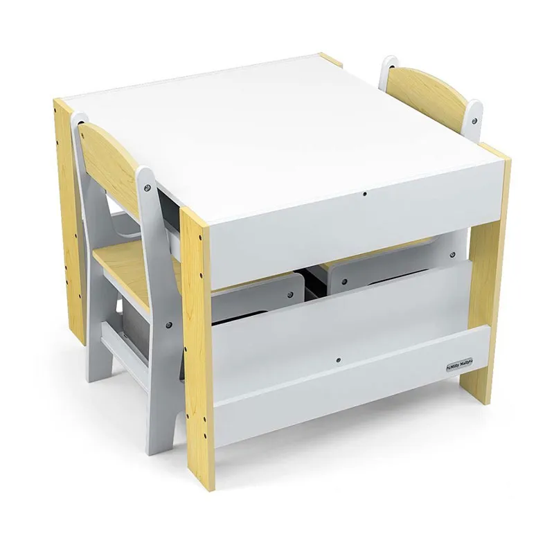 Table + 2 Chaises Sven Naturel/Blanc - 24m+-1