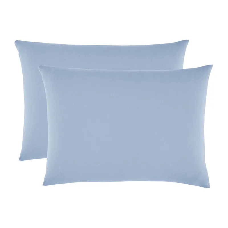 2 taies d'oreiller Coton lavé Bleu-0