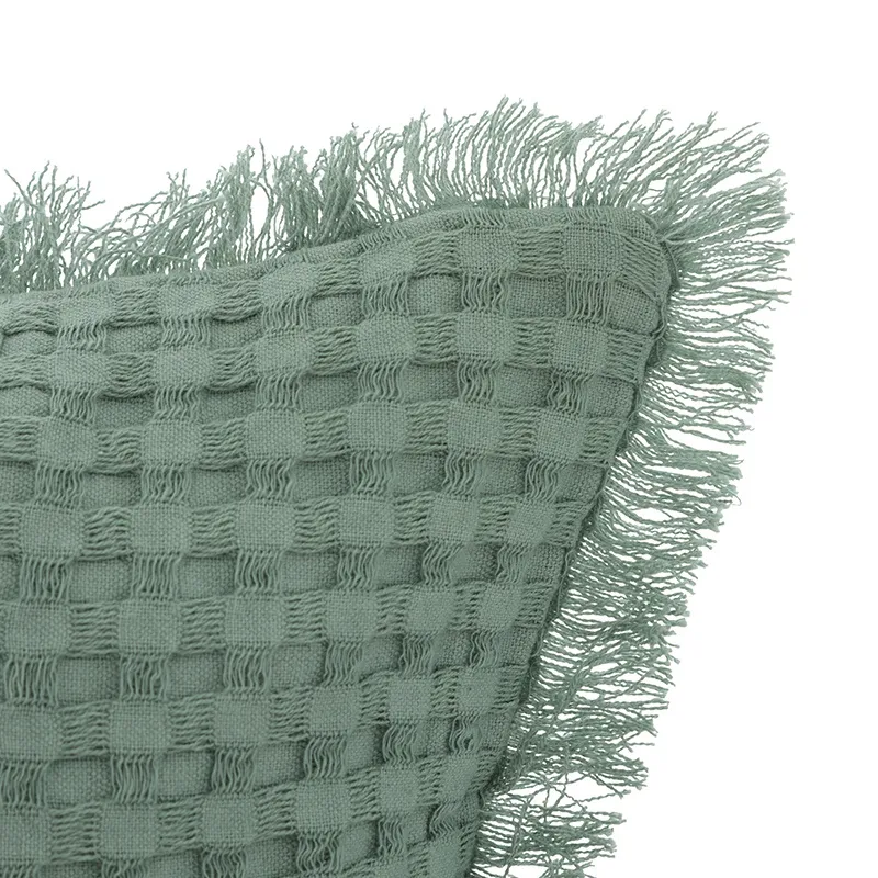 Coussin nid d'abeille Widdy Vert Céladon - 30x50cm-1