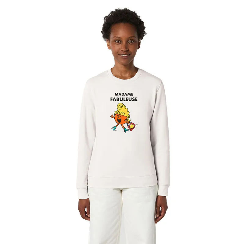 Sweat Femme Madame fabuleuse - Blanc Vintage-0