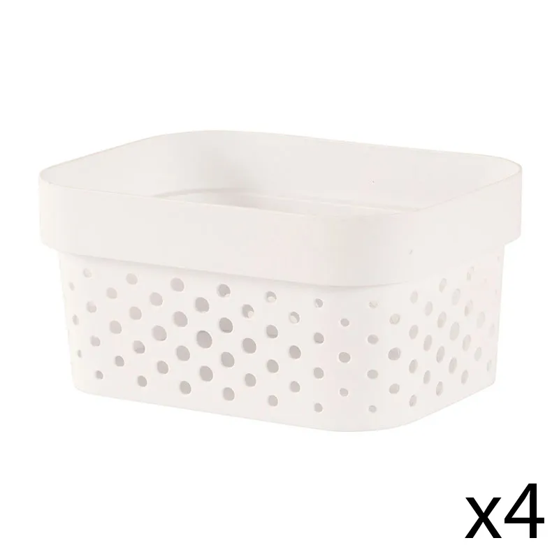 4 Paniers rectangulaires Infinity Recyclé Blanc - 1,4L-0