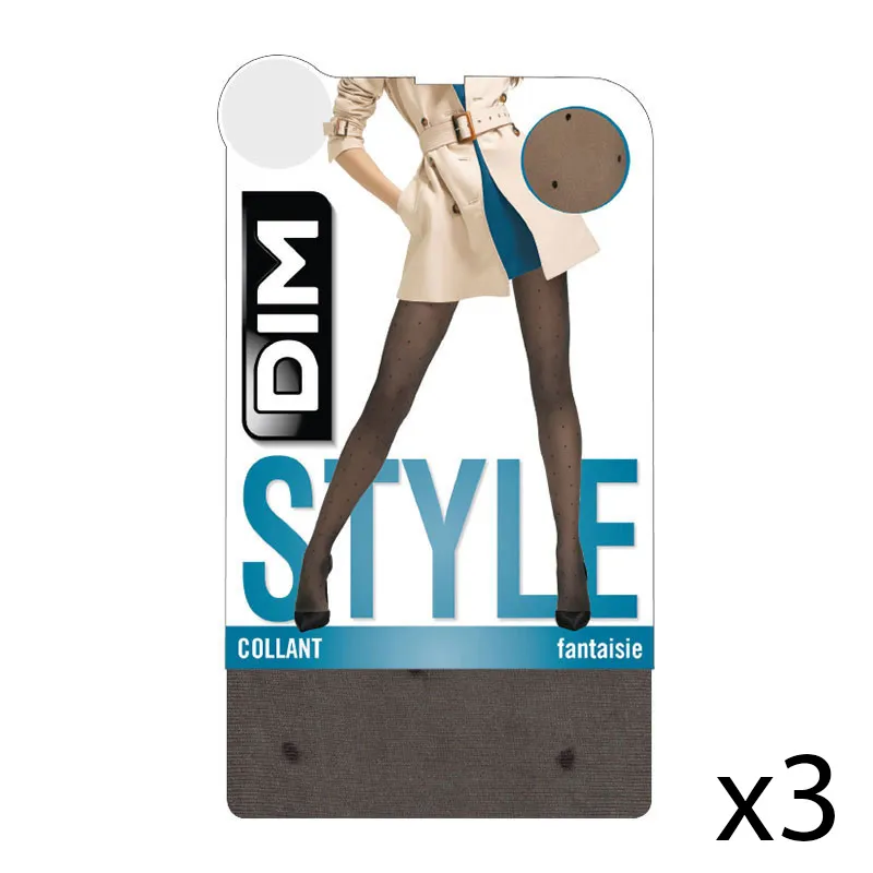 3 paires de Collants Style Plumetis 20D - Noir-0