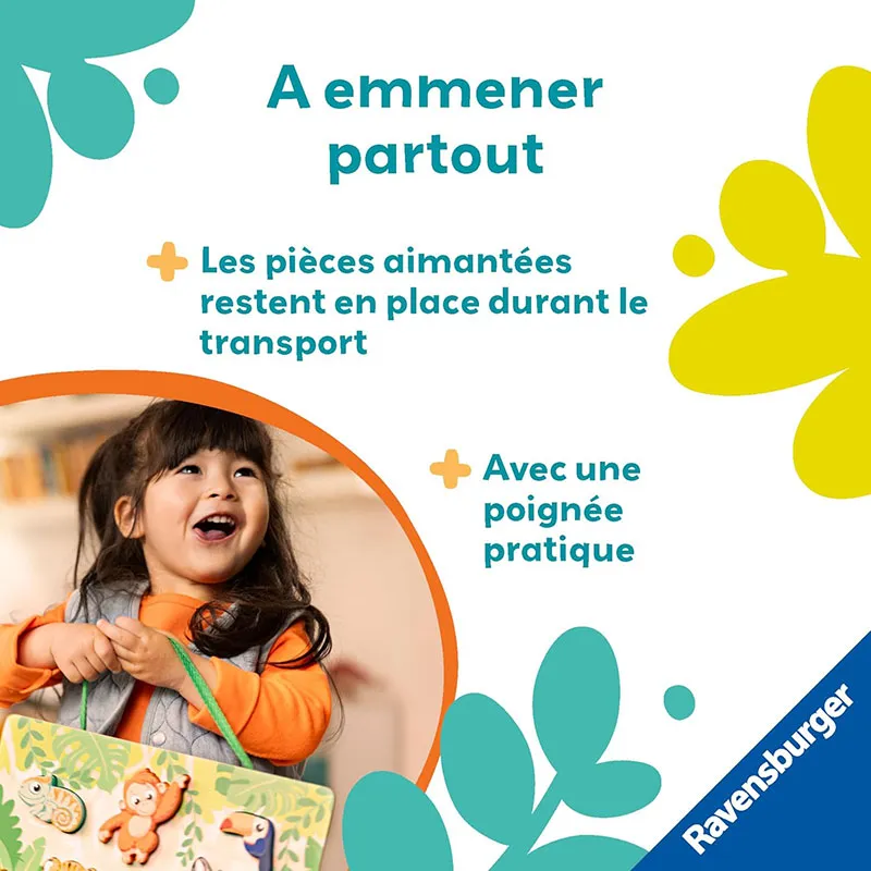 Puzzle en bois sensoriel & aimanté Jungle Play + - 12m+-2