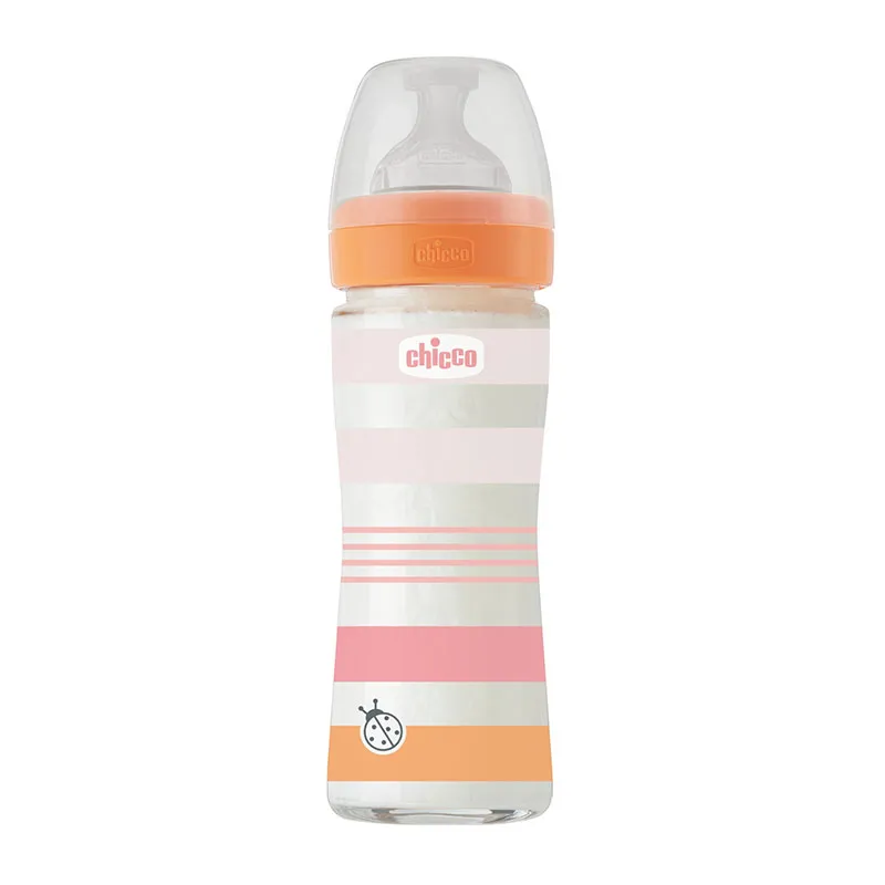 Biberon Bien-être en verre 240ml flux lent Orange - 0m+-0