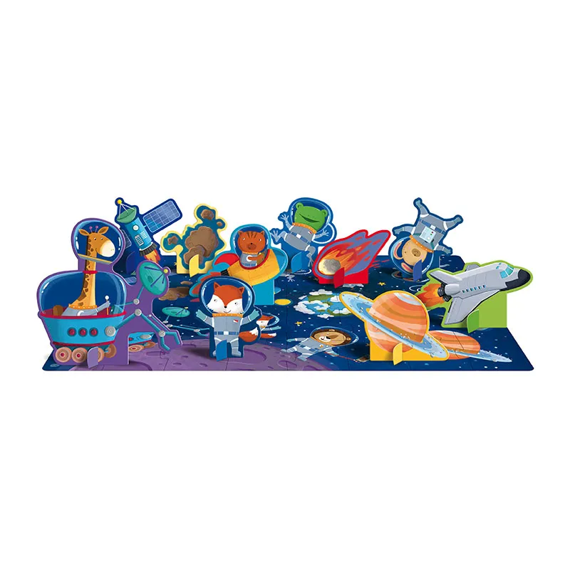Livre + puzzle + 10 figures L'espace - 4+-4
