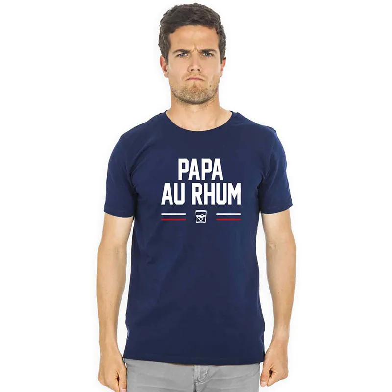 T-shirt Homme Papa au rhum BIO - Navy-0