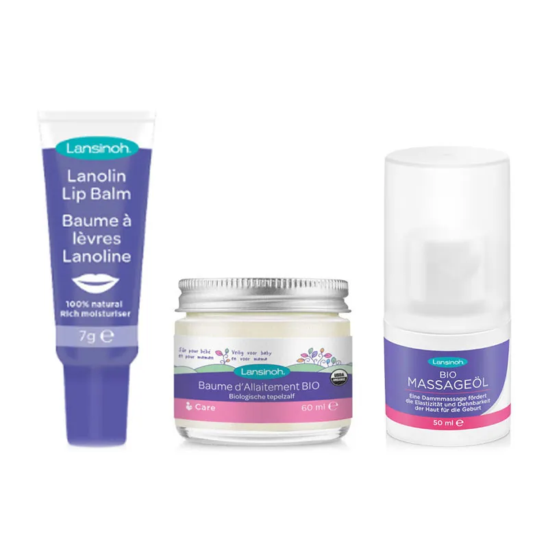 Pack Grossesse Huile Massage periné+Baume Allaitement+Baume à lèvres-0