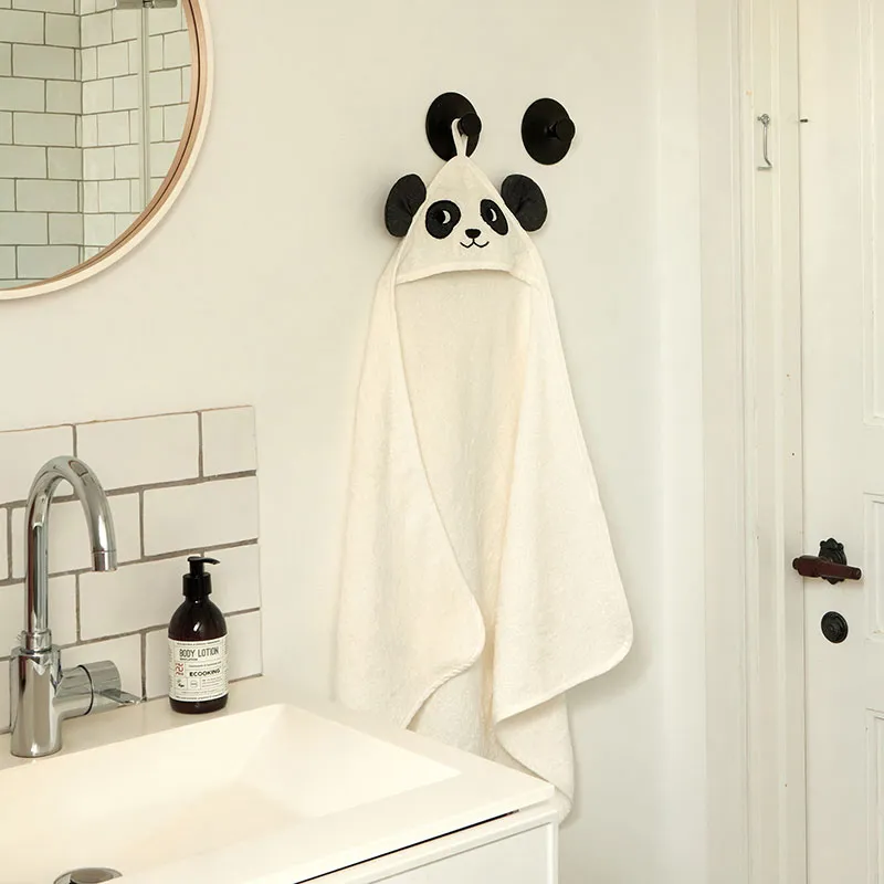 Cape de bain Coton BIO Panda Blanc Coton - 75cm-1