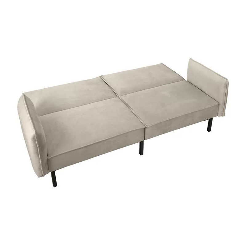 Canapé convertible effet Velours Taupe - 198x90x83cm-4