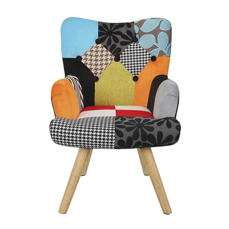 Fauteuil Helsinki patchwork Noir/Orange - 43,5x40,5x67cm-2