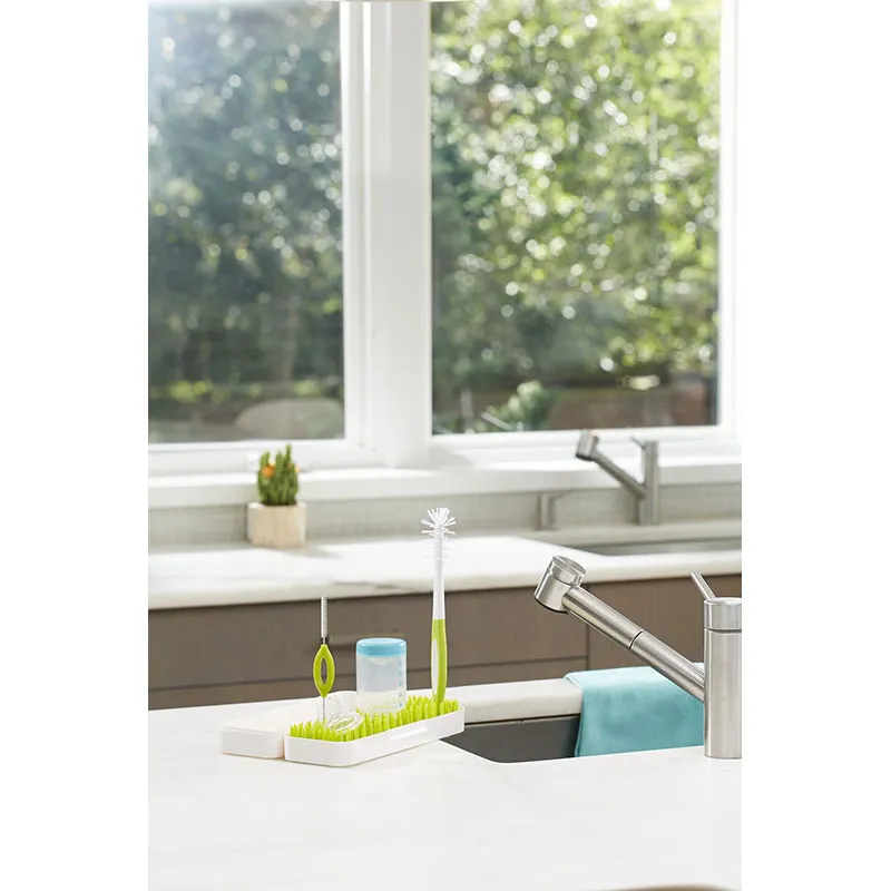 Égouttoir biberon de voyage + 2 goupillons - Blanc/Vert-11