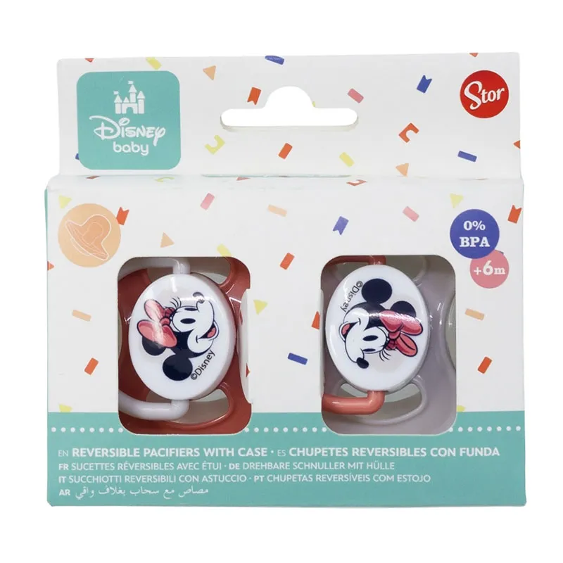 2 Sucettes réversibles en silicone Minnie Heart - 6m+-2