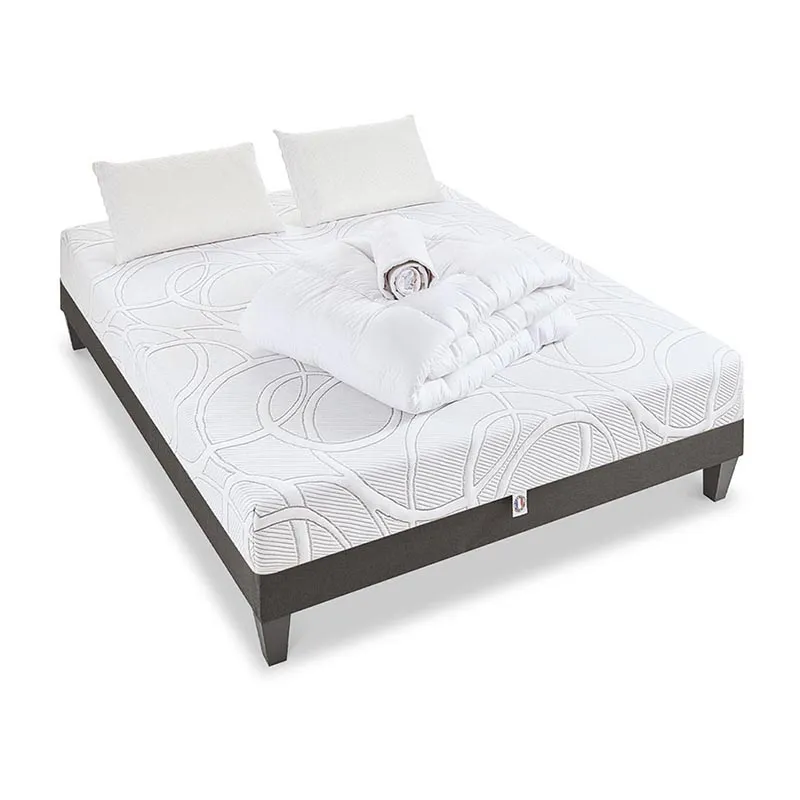 Matelas Mémoire de forme + Sommier Bois + Accessoires Eupraxie-0