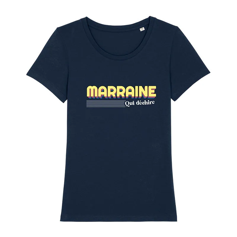 T-shirt Femme Marraine qui déchire 3 BIO - Navy-0