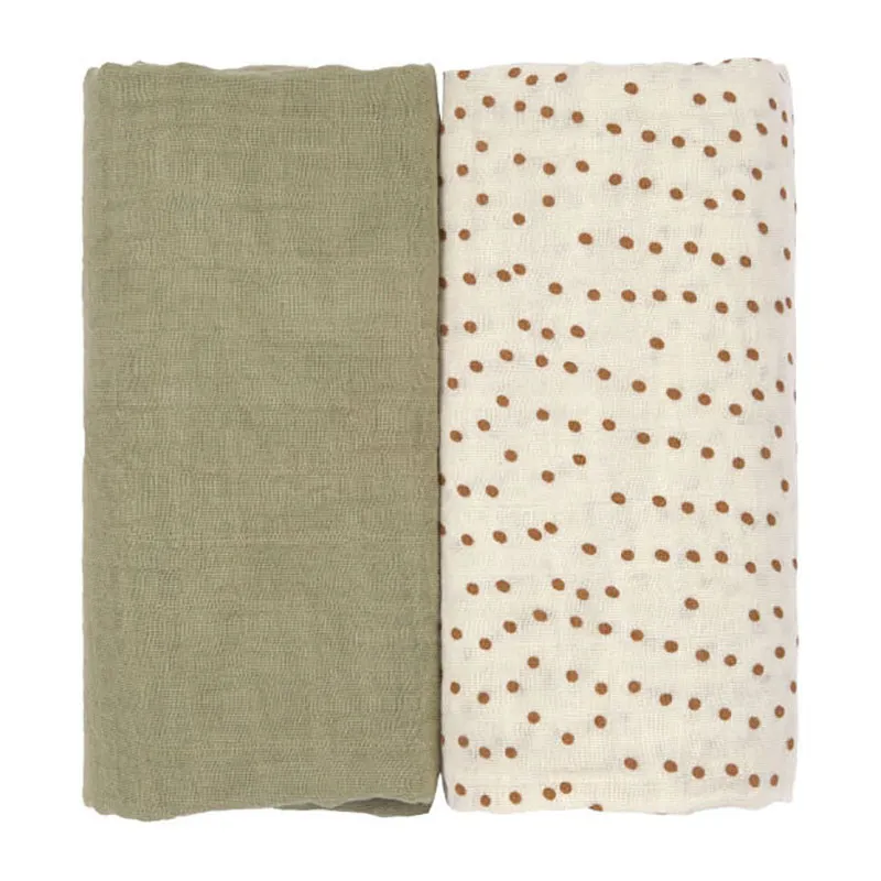Set de 2 langes d'emmaillotage Coton L 80x80 cm Caramel - Lassig-1