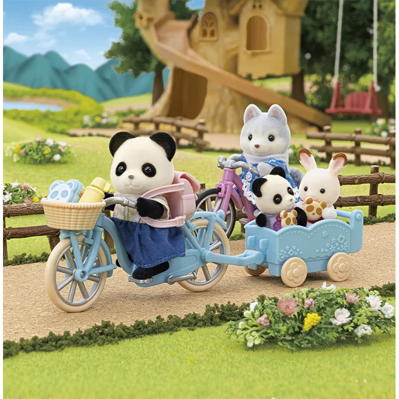 Fille panda avec son vélo & sa remorque - 12pcs-2