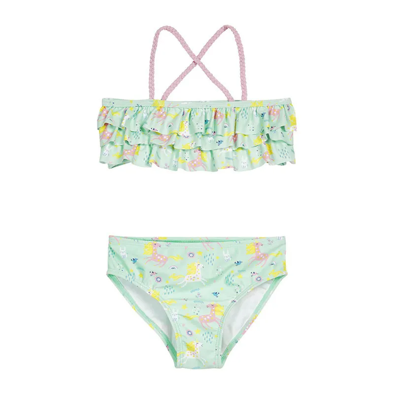 Maillot de bain 2pcs Anti-UV - Licorne Vert Pastel-0