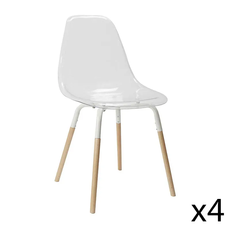 4 Chaises Scandi. Phenix Transparent - 49x45,8x85,8cm-0