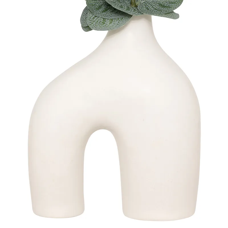 Composition Florale eucalyptus Suza + vase céramique Aléat. - 20x6,5x37cm-5