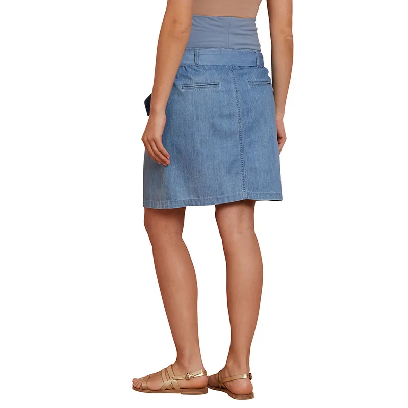 Jupe courte de grossesse Paper bag Denim - Bleu Stone-2