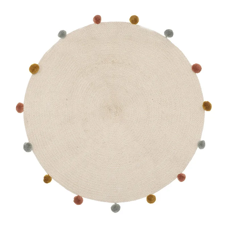Tapis Arlequin Pompons - Ø90cm-0