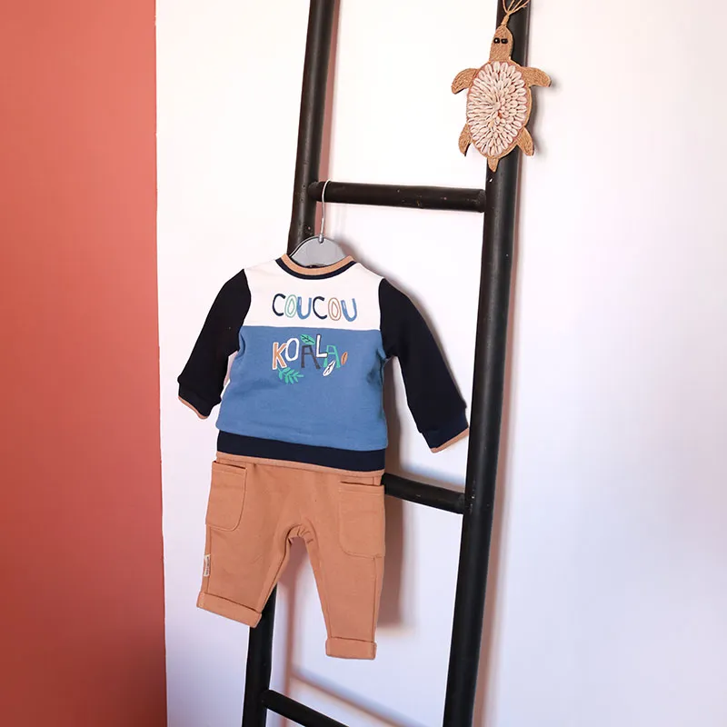 Ensemble sweat + pantalon Coucou Koala - Bleu/Marron-0
