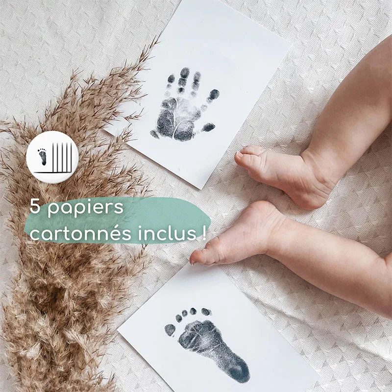 3 Kits d’empreintes Bébé mains & pieds + Cadre Trio Love Beige Offert-6