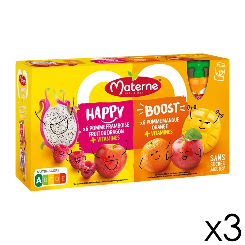 36 Compotes Gourdes BE+ Bi-variétés BOOST / HAPPY - 36x90g-0