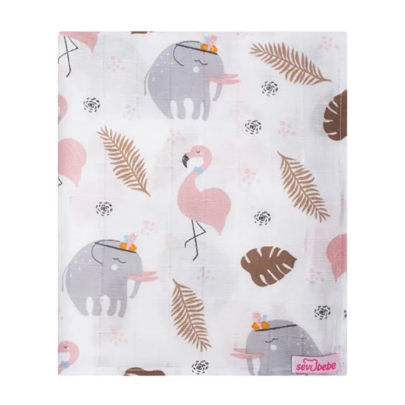 2 Langes mousseline Flamant Rose - 50x70cm-3