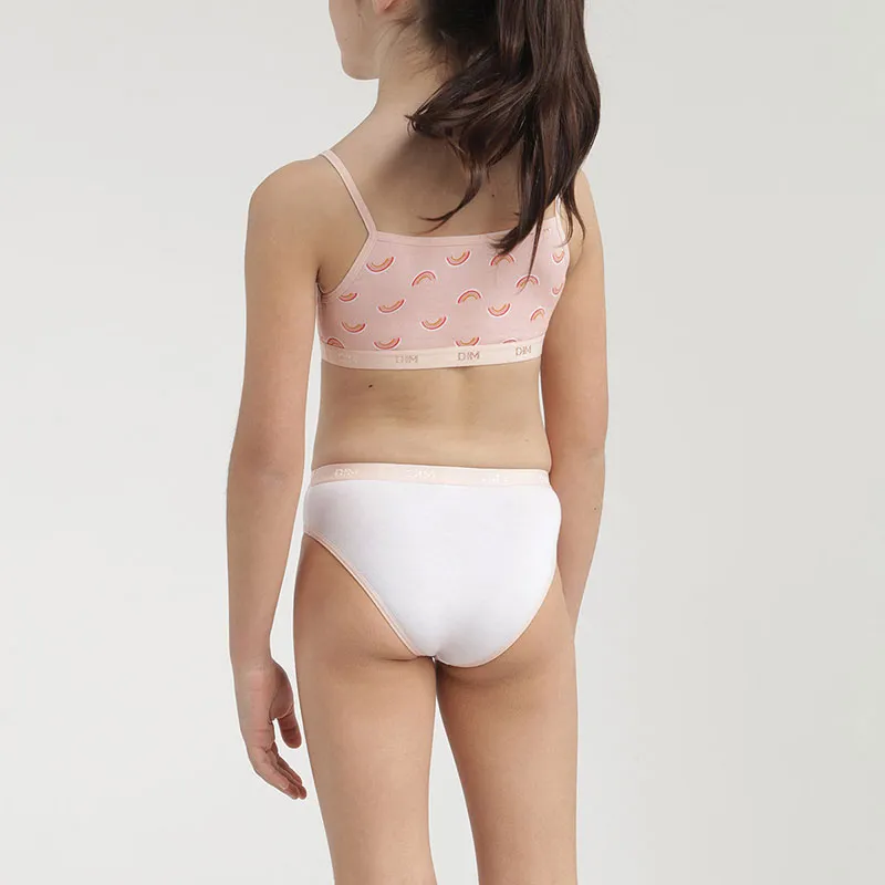 2 Brassières Coton Les Pockets Rainbow Fille - Rose gourmand-2