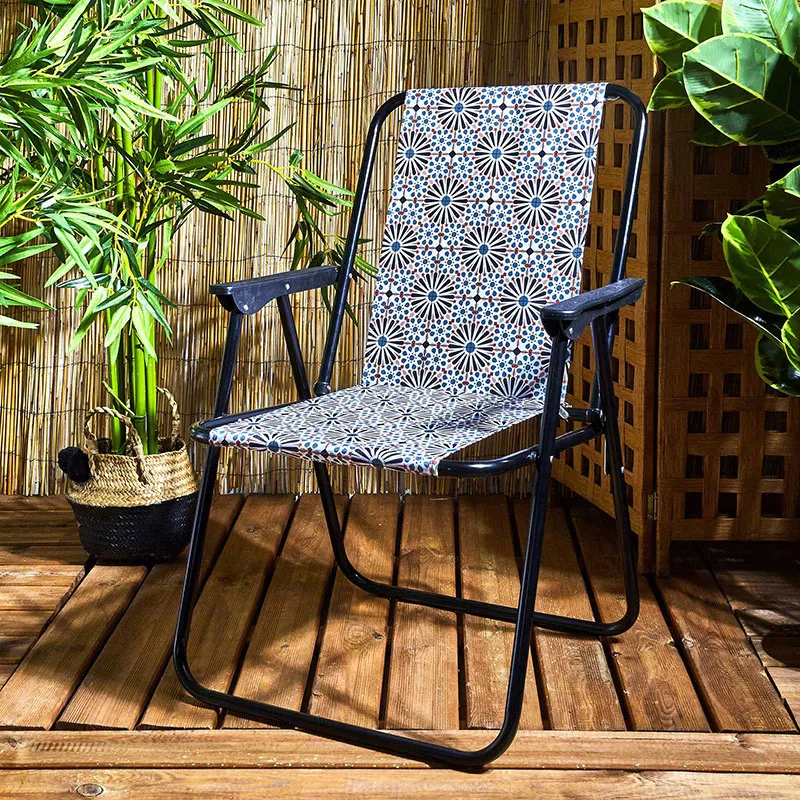 2 Chaises pliantes Patio Orange/Noir - 51x73x60cm-1