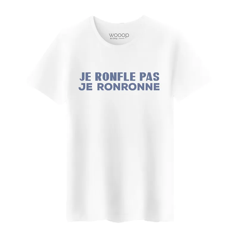 T-shirt Homme BIO Je ne ronfle pas je ronronne - Blanc-0