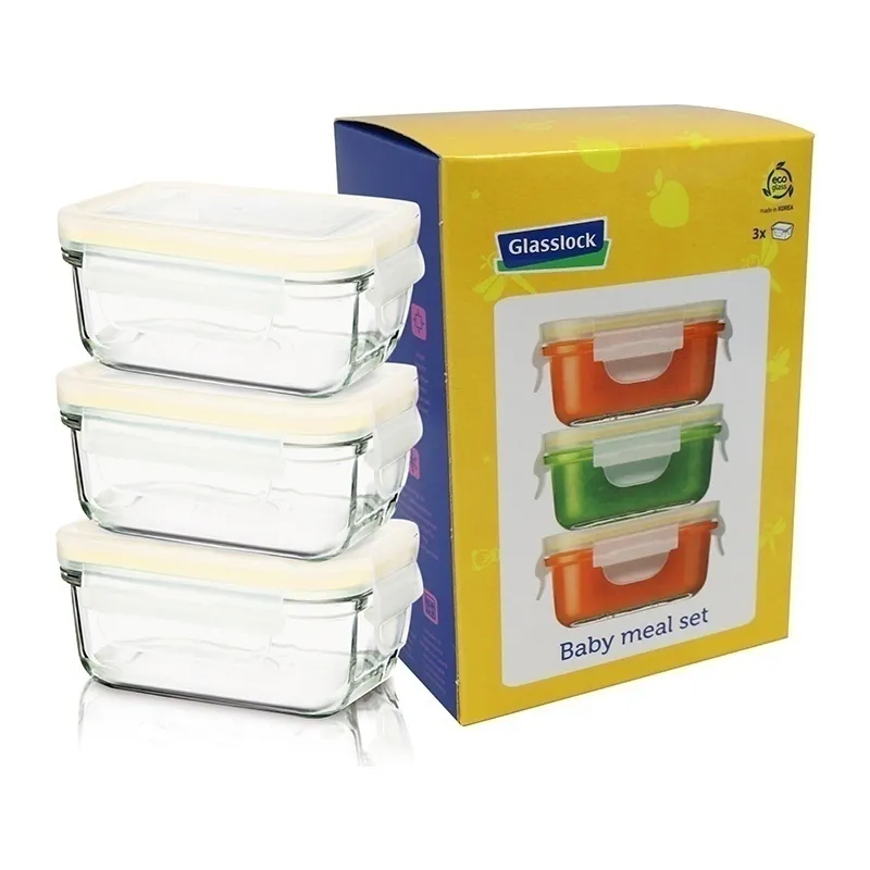 3 Récipients Bébé verre spé micro-ondes Jaune - 150ml-3