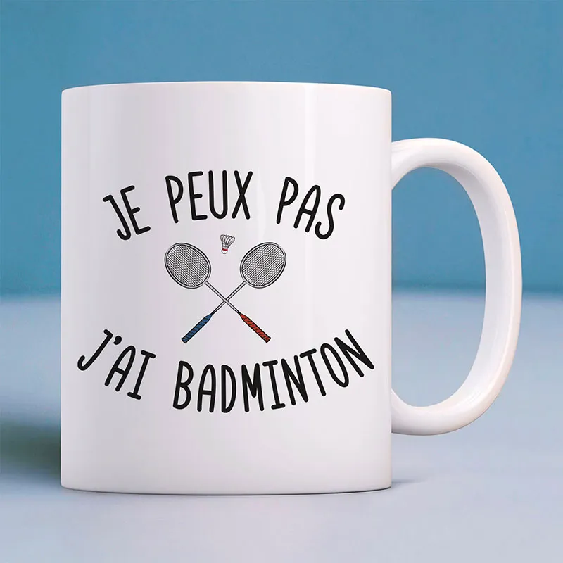 Mug Je peux pas j'ai badminton - Blanc-0