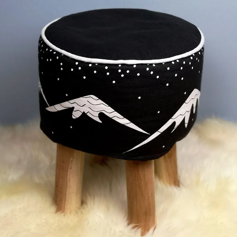 Tabouret Aspen Bois/Coton - 40x40x30cm-3