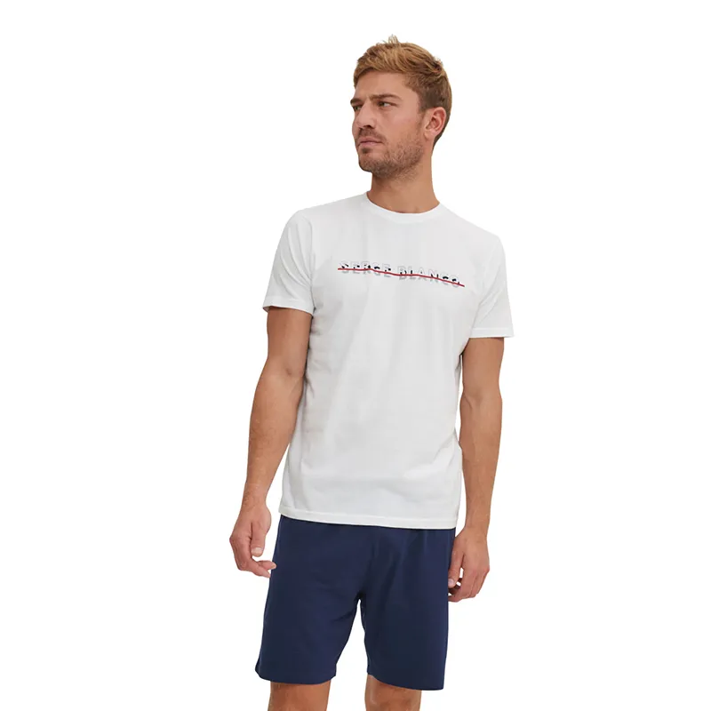 Pyjama Homme Serge Blanco - Blanc/Bleu-0
