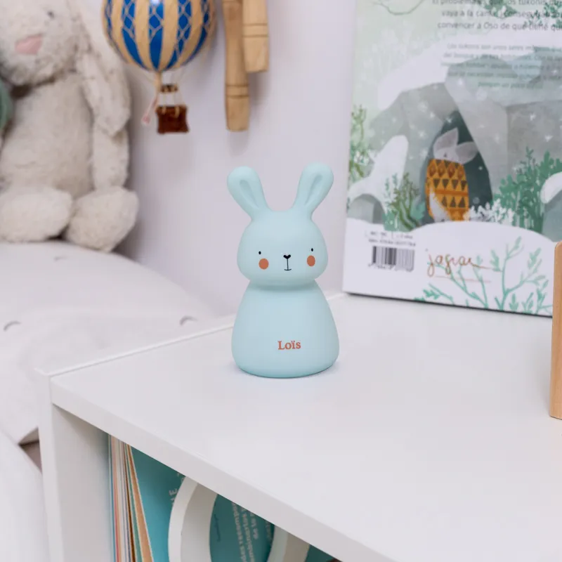 Veilleuse + Câble USB - Lapin Bleu-0