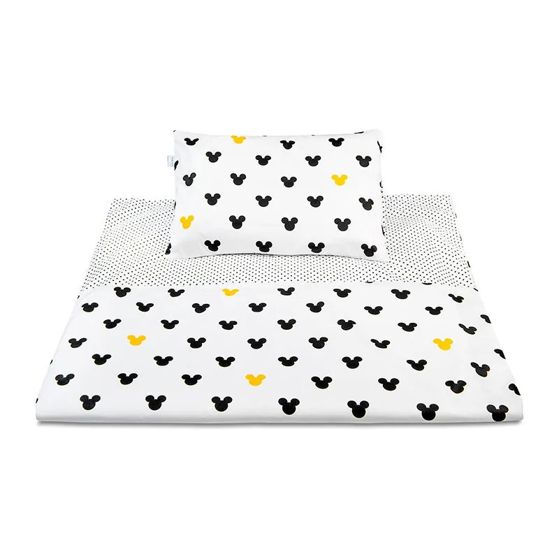 Parure 2pcs Coton Mickey Blanc/Noir - 100x135cm-0