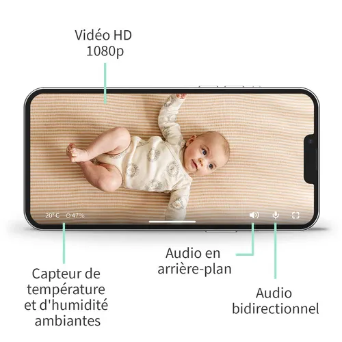 Babyphone Owlet Monitor Duo 2 Smart Sock 3+Caméra HD 2 - Bleu Nuit-6
