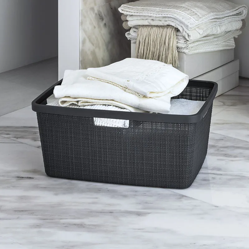 Corbeille à linge jute 70% recyclé Gris - 46L-1