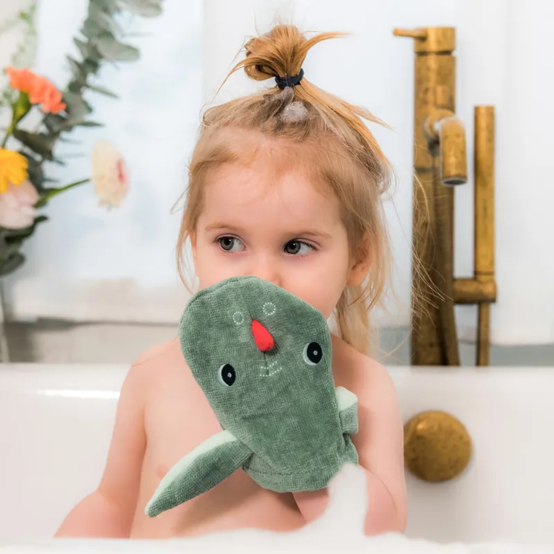 2 Gants de toilette marionnette Joe le dragon - 6m+-2