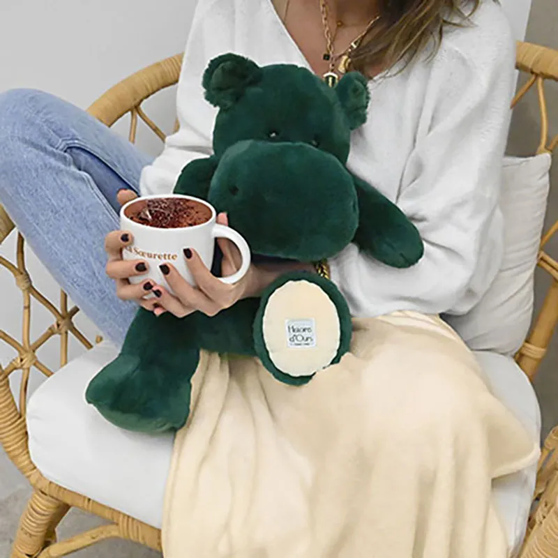 Peluche XL + Plaid Hippo Bleu Canard - 45cm-1