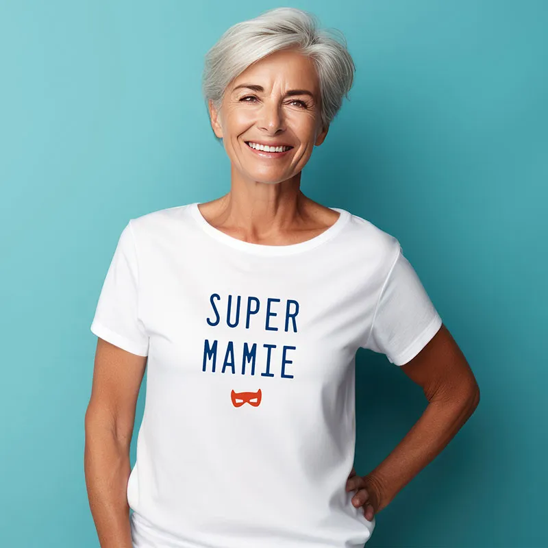 T-shirt Femme Super mamie 2 mpt BIO - Blanc-1