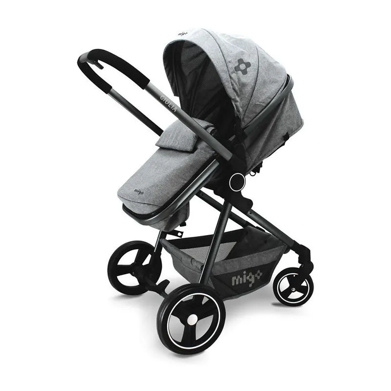 Duo Poussette transformable Giulia + Siège-auto Gr.0+ Beone +Sac à langer+Habillage pluie - Gris-1