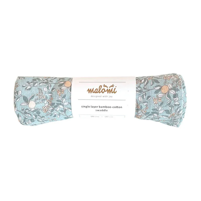 Maxi lange Bambou/Coton Abricot Pétrole - 120x120cm-1