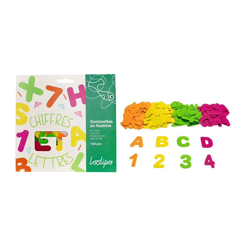 Gommettes feutrine Chiffres/Lettres 150pcs - 3+-0