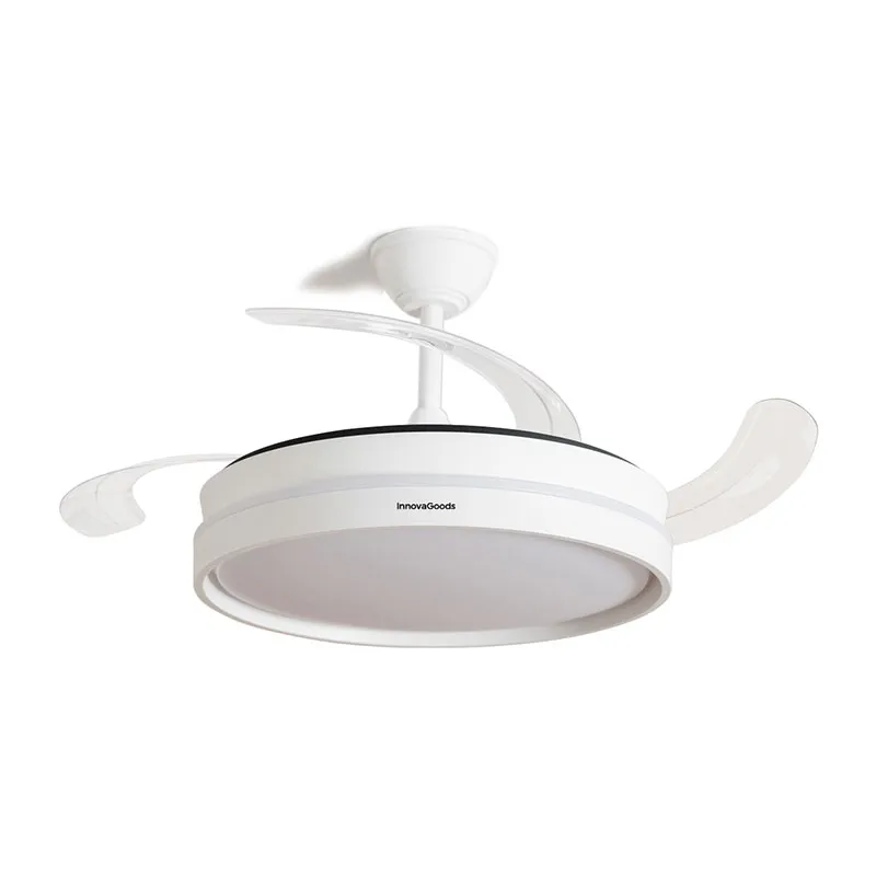 Ventilateur de Plafond 72W + Lumière LED + 4 Pales Rétractables Blanc - Ø49-104cm-4